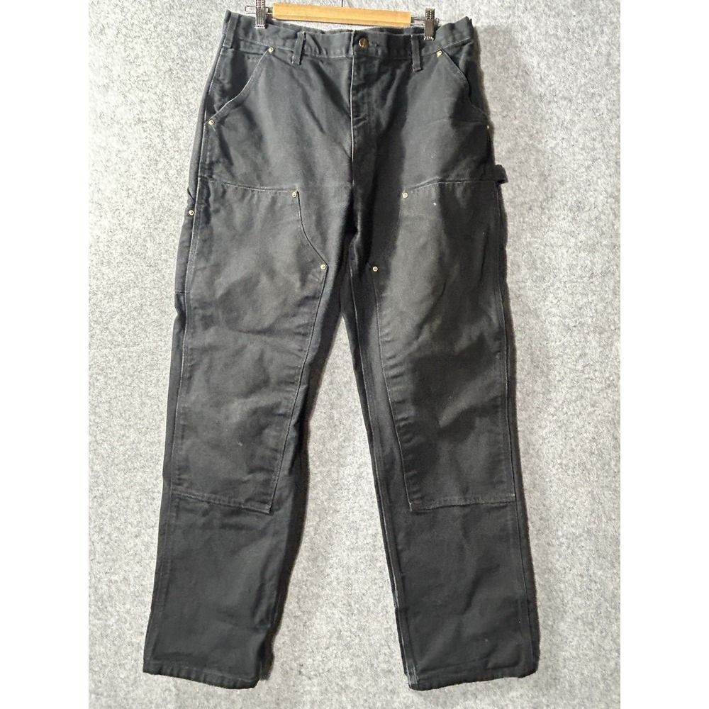 VTG Carhartt B01 BLK Double Knee Pants 36x34 Black Duck Canvas Mexico Patch Read